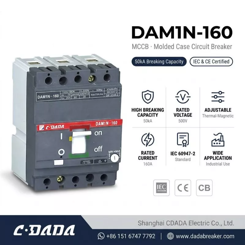 CDADA د لوړ ظرفیت DAM1N-160 160A MCCB سرکټ بریکر خپروي